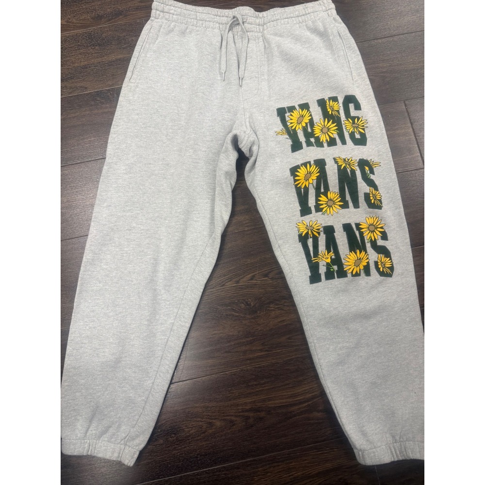 Vans Sunflower Logo Gray Relaxed Fit Fleece Jogger Sweatpants Men's Medium
